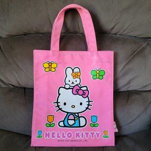 Hello Kitty Womens Pink Shopping Tote Bag Cute Small Flowers